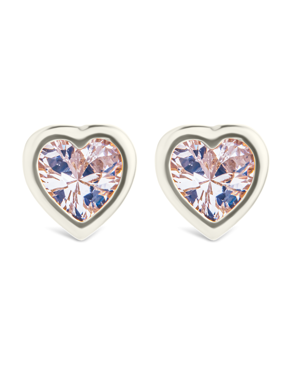 Sterling Silver 2mm Heart CZ Stud Earrings