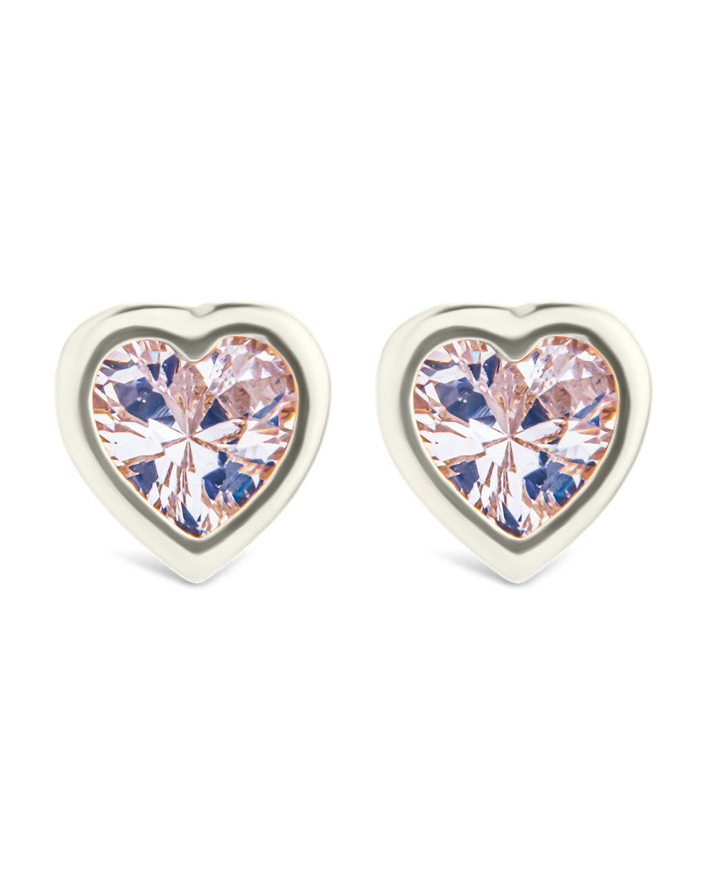 Sterling Silver 2mm Heart CZ Stud Earrings
