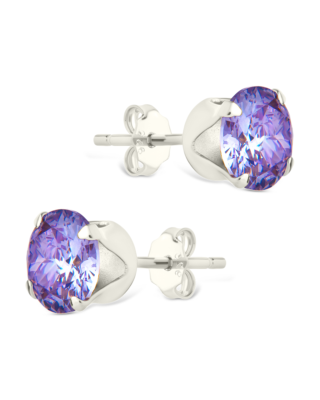 Sterling Silver 7mm Rainbow CZ Studs