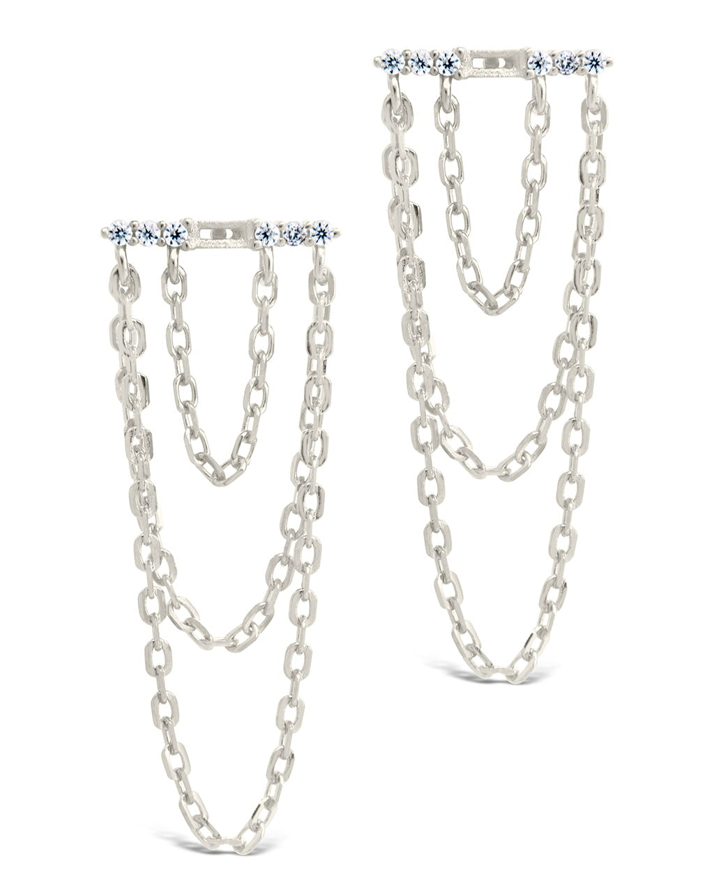 Phoebe CZ Chain Drop Studs Earring Sterling Forever