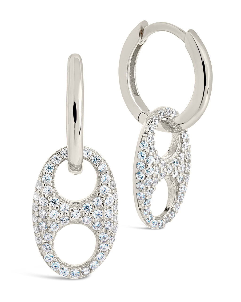Avery CZ Charm Hoops Earring Sterling Forever Silver