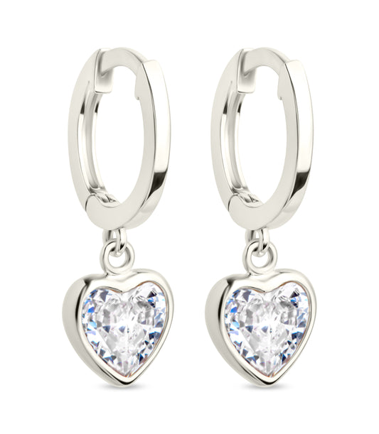 Sterling Silver Lizzy CZ Heart Drop Earrings