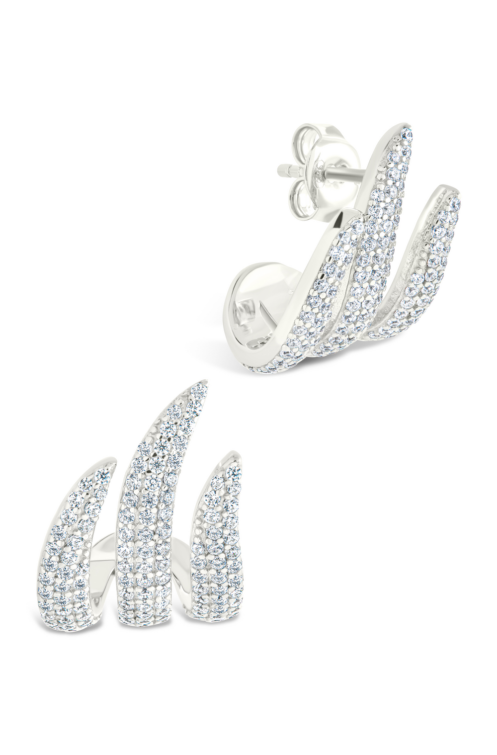 Sterling Silver Parker CZ Claw Huggie Studs