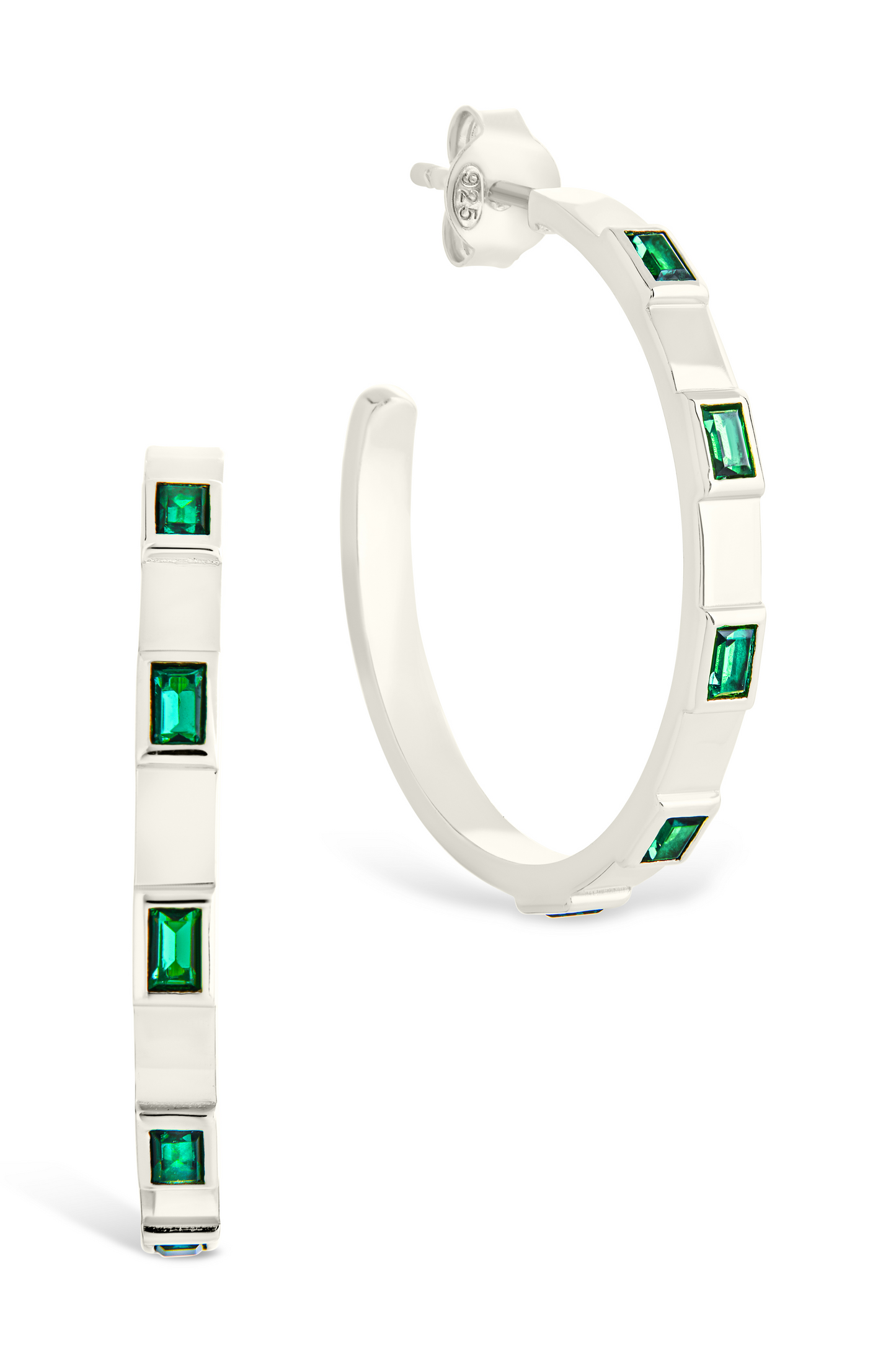 Sterling Silver Asher Flat Polished Hoops