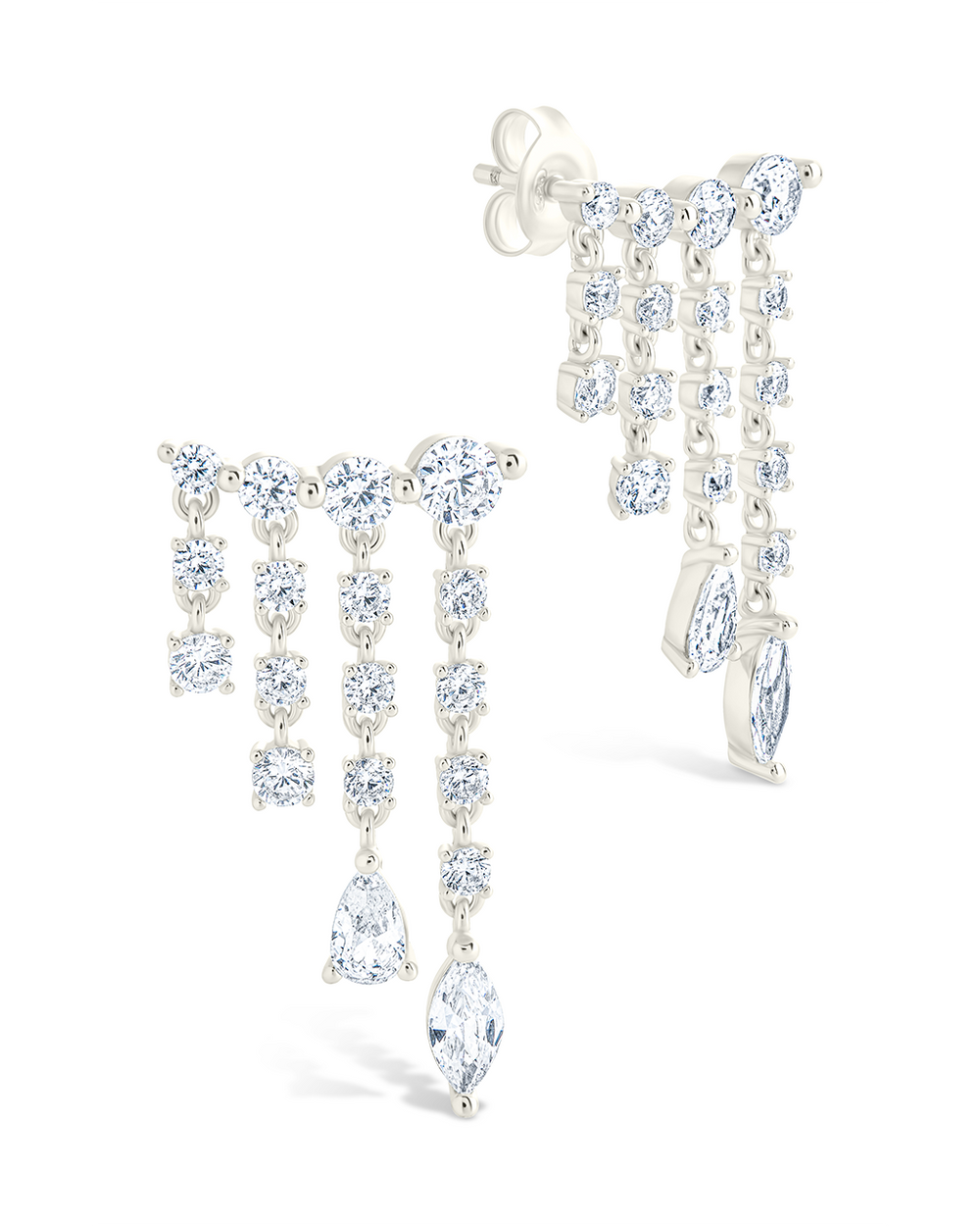 Sterling Silver Adrian CZ Waterfall Statement Studs