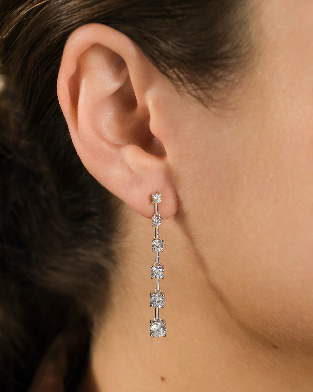 Sterling Silver Rue CZ Drop Earrings