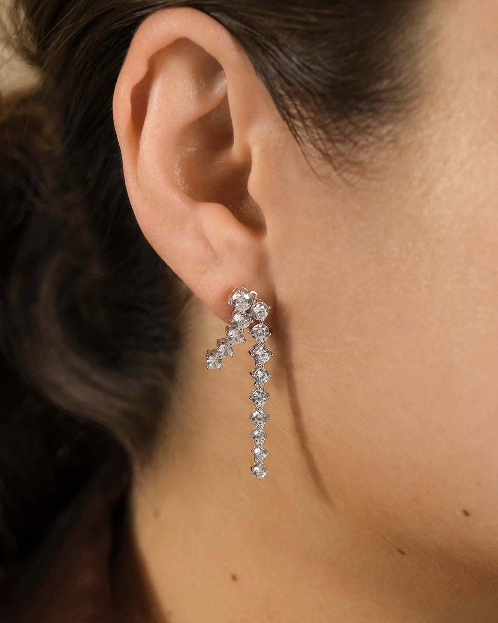 Sterling Silver Ziggy CZ Crawler Stud Earrings