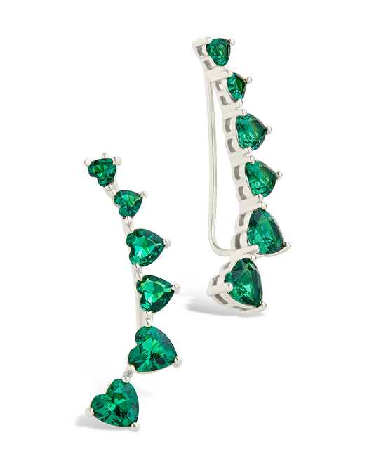 Sterling Silver Jillian CZ Heart Crawler Studs