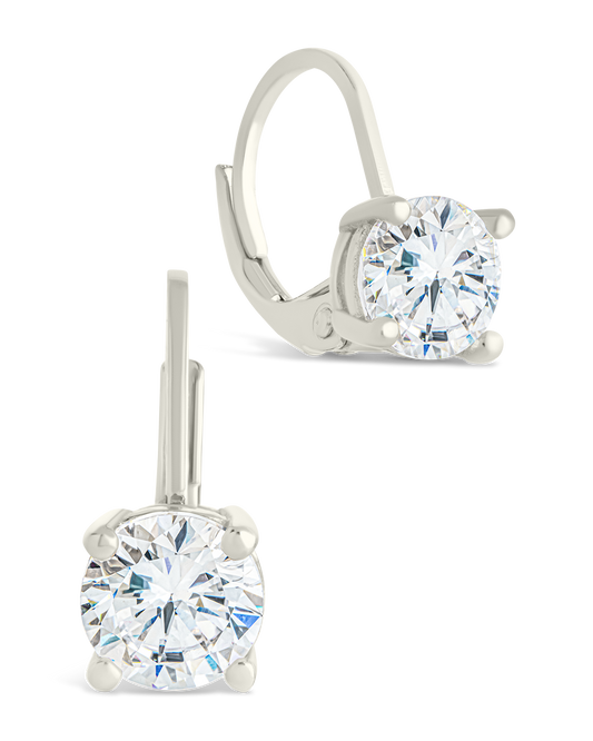 Sterling Silver Round Cut French Clip Earrings