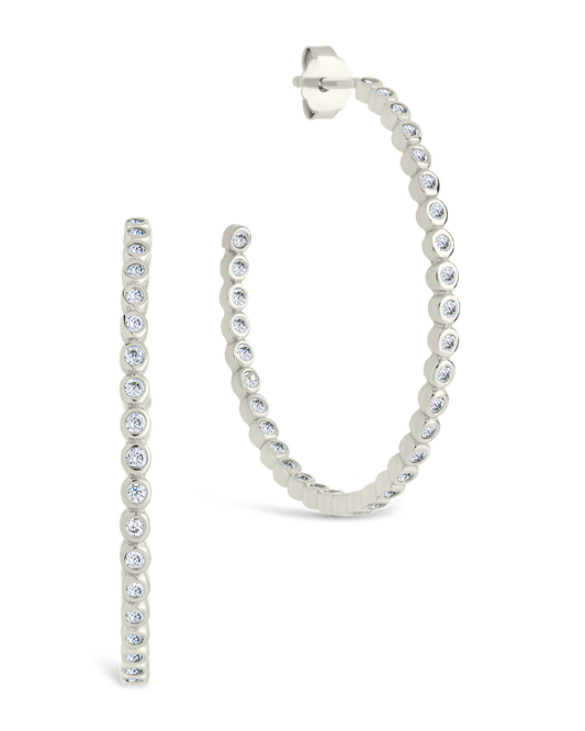 Sterling Silver Bezel Statement Bubble Hoops