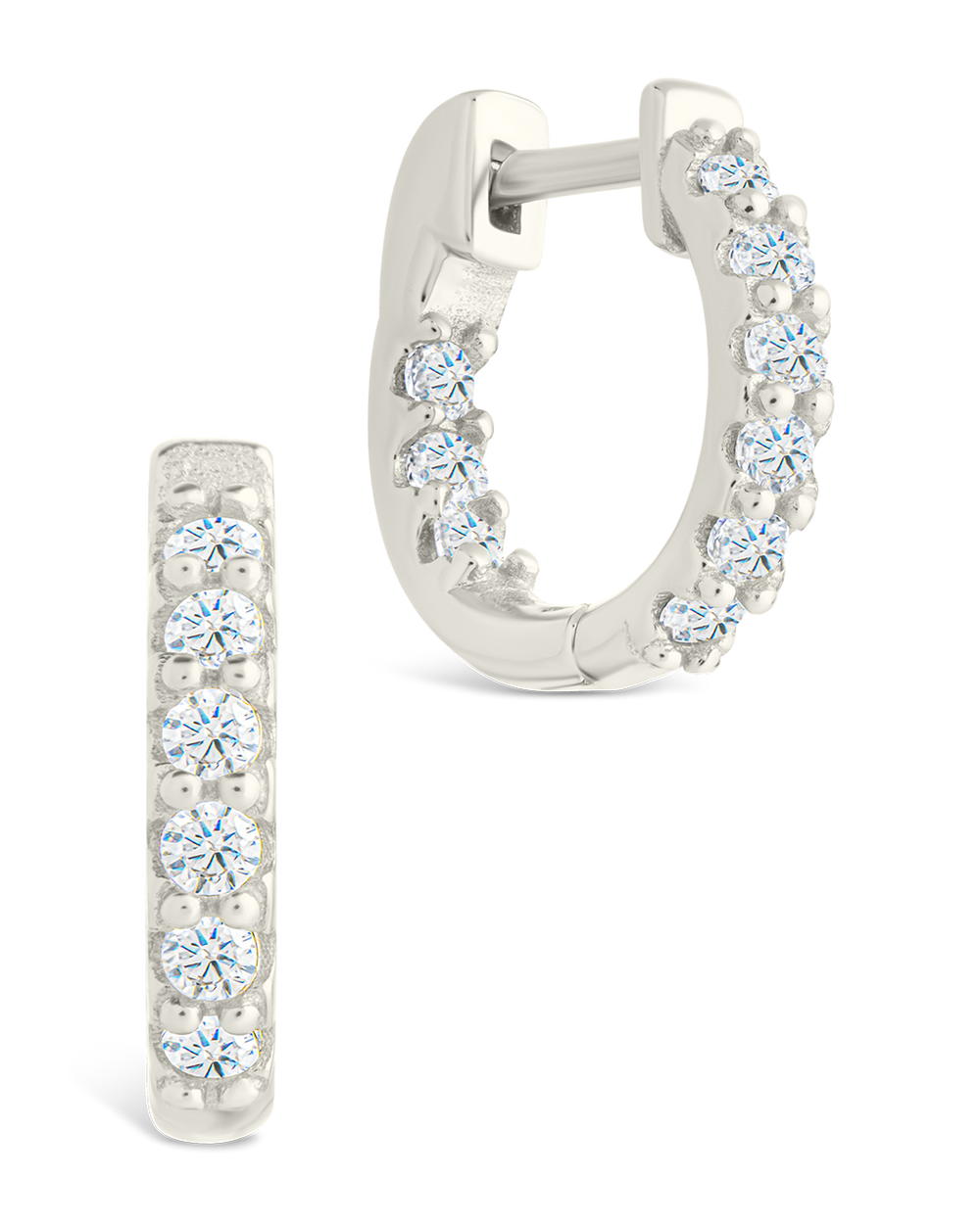 Sterling Silver Constance CZ Studded Statement Hoops