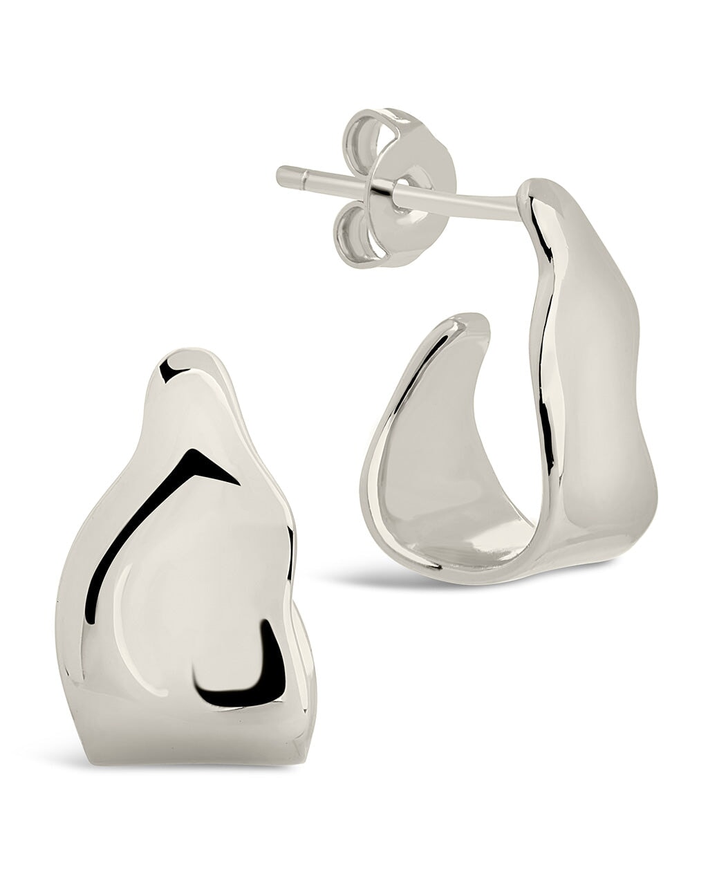 Hammered Huggie Studs Earring Sterling Forever Silver