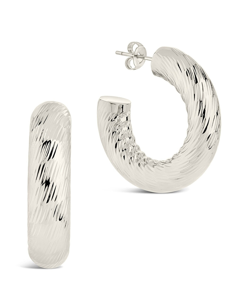 Pepper Textured Tube Hoops Earring Sterling Forever Silver