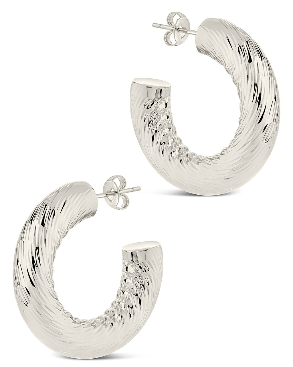 Pepper Textured Tube Hoops Earring Sterling Forever