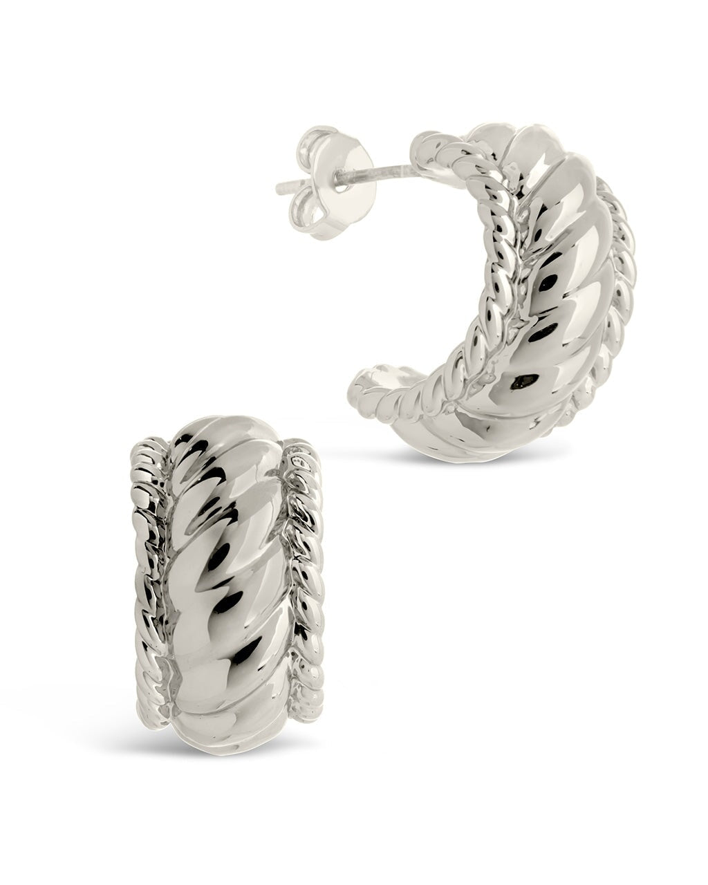 Kalina Quilted Huggie Hoops Earring Sterling Forever Silver 