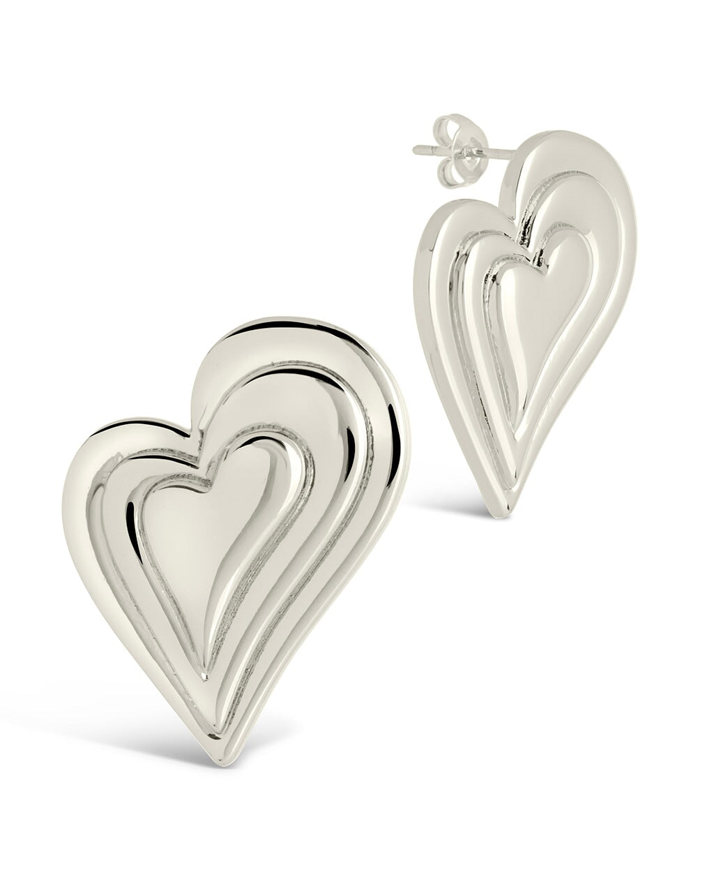 Statement Beating Heart Studs Earring Sterling Forever Silver 