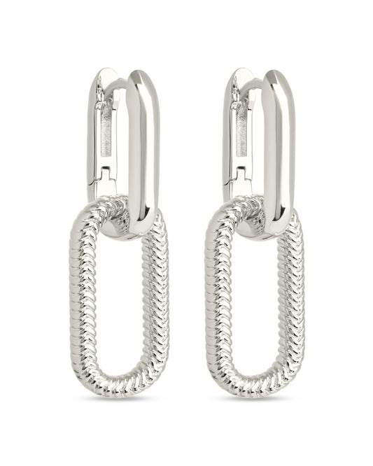 Sable CZ Chain Link Drop Stud Earrings