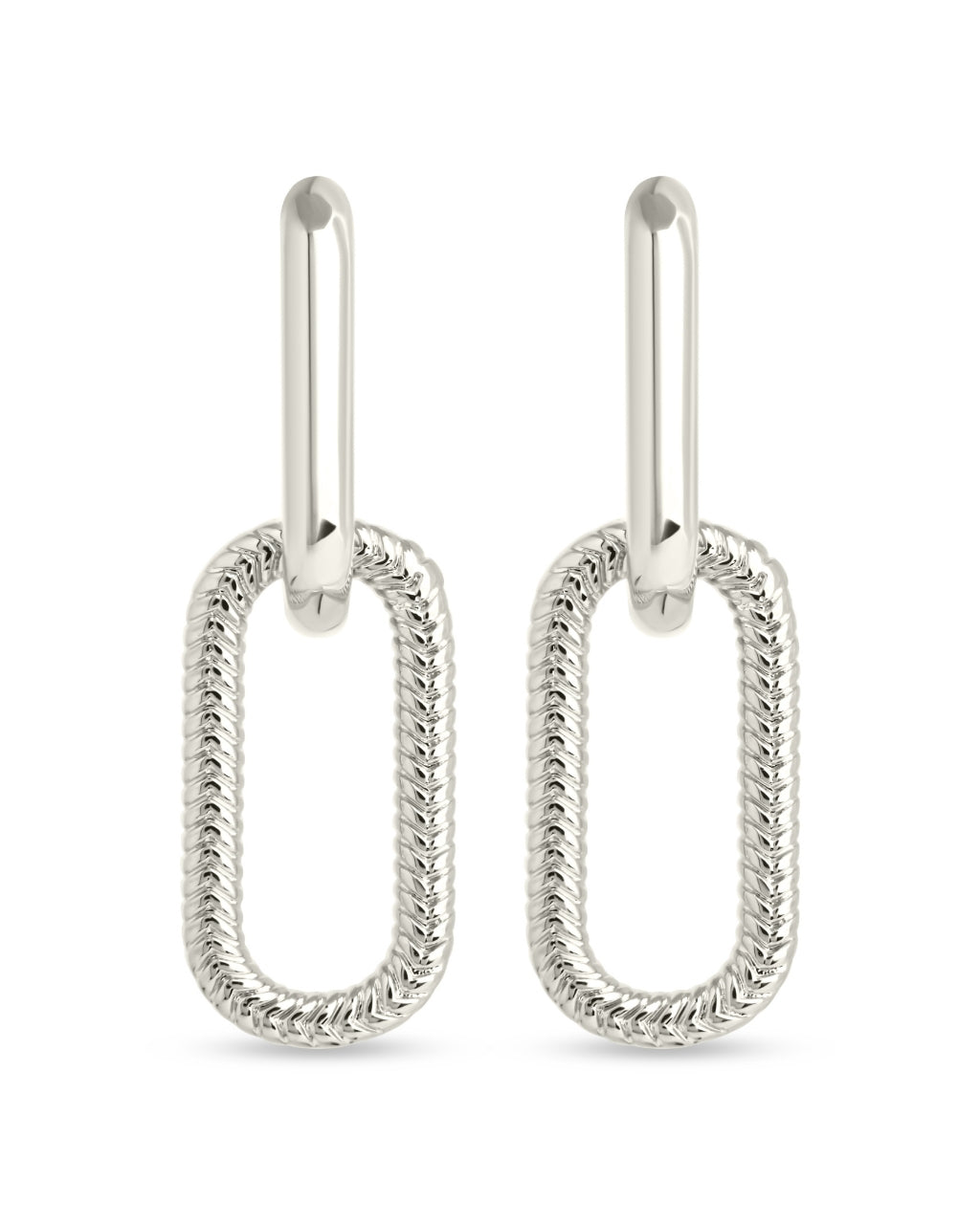Sable CZ Chain Link Drop Stud Earrings