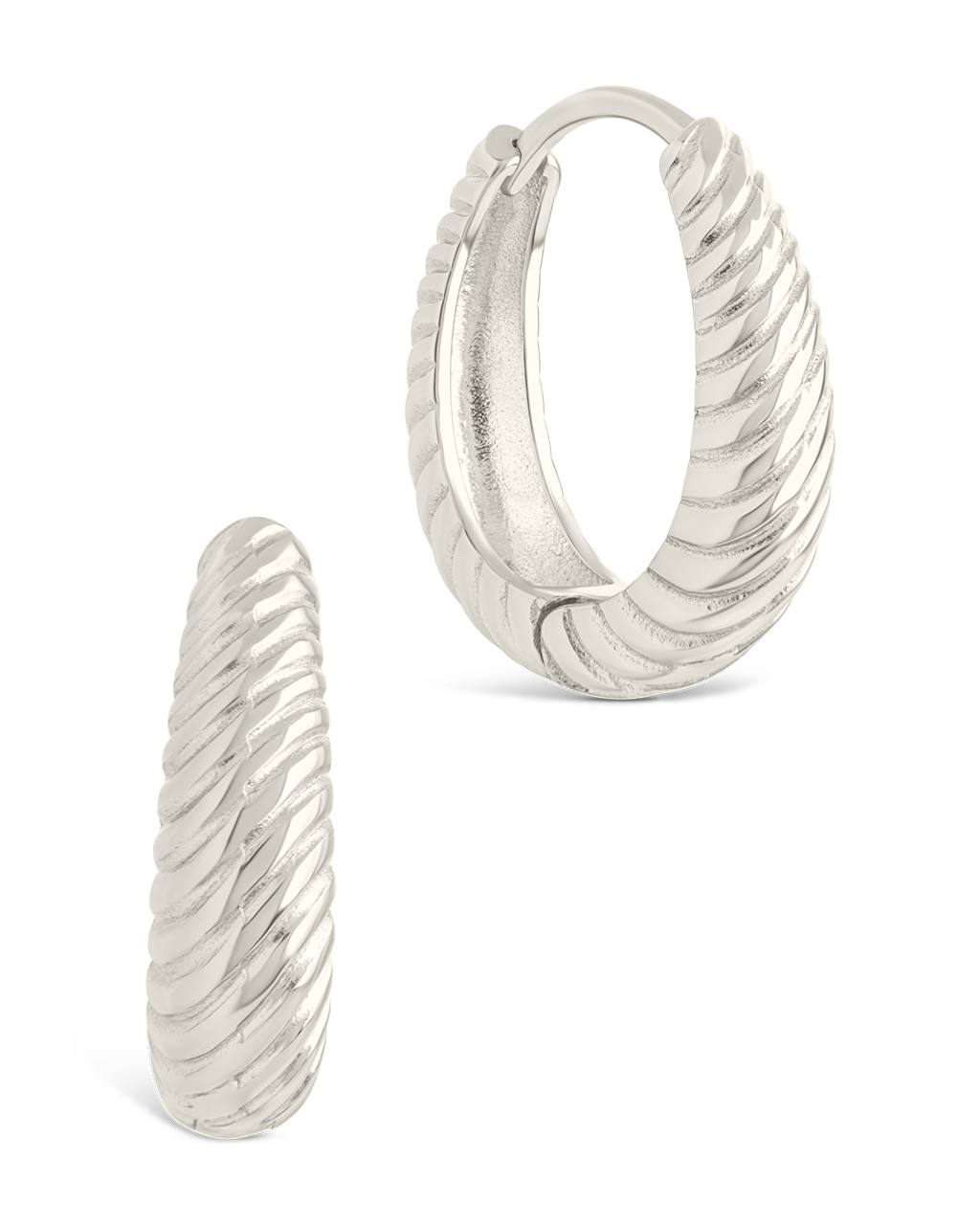 Haven Textured Oval Micro Hoops