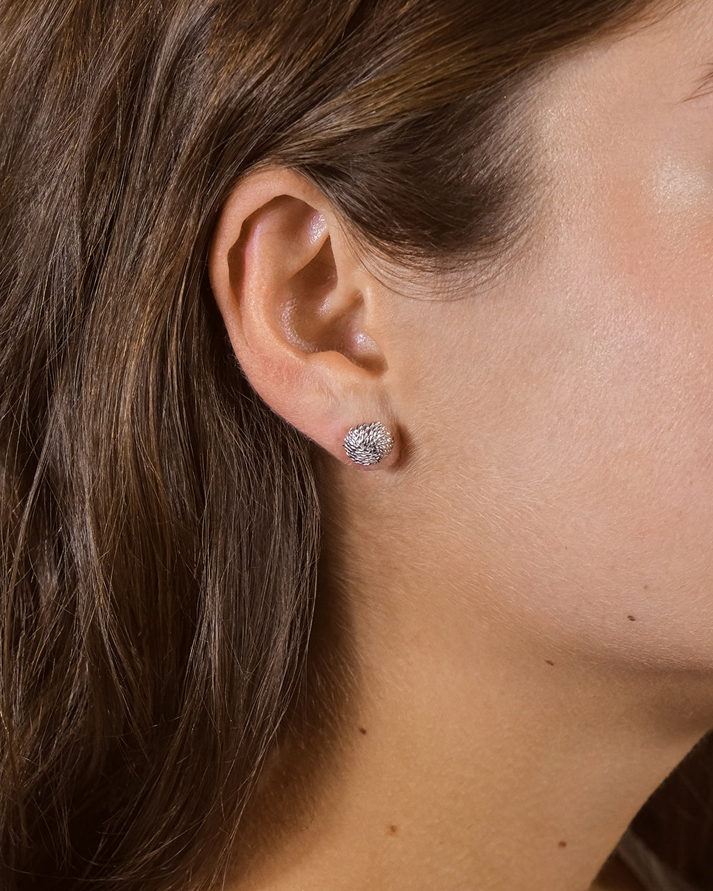 Sterling Silver Textured Knot Mesh Earrings