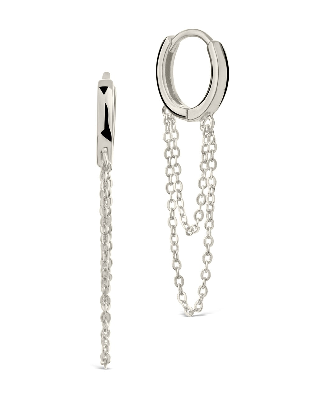 Larisa Chain Drop Hoops Earring Sterling Forever Silver