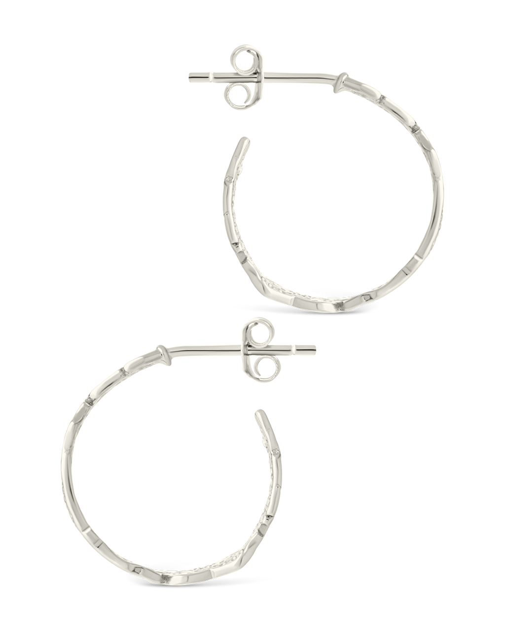 Sterling Silver Mary Textured Hoop Earrings