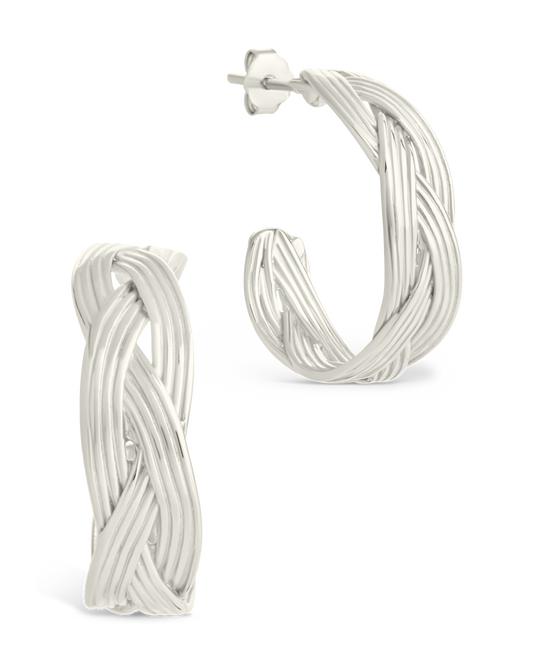Sterling Silver Janet Ribbed Hoop Earrings