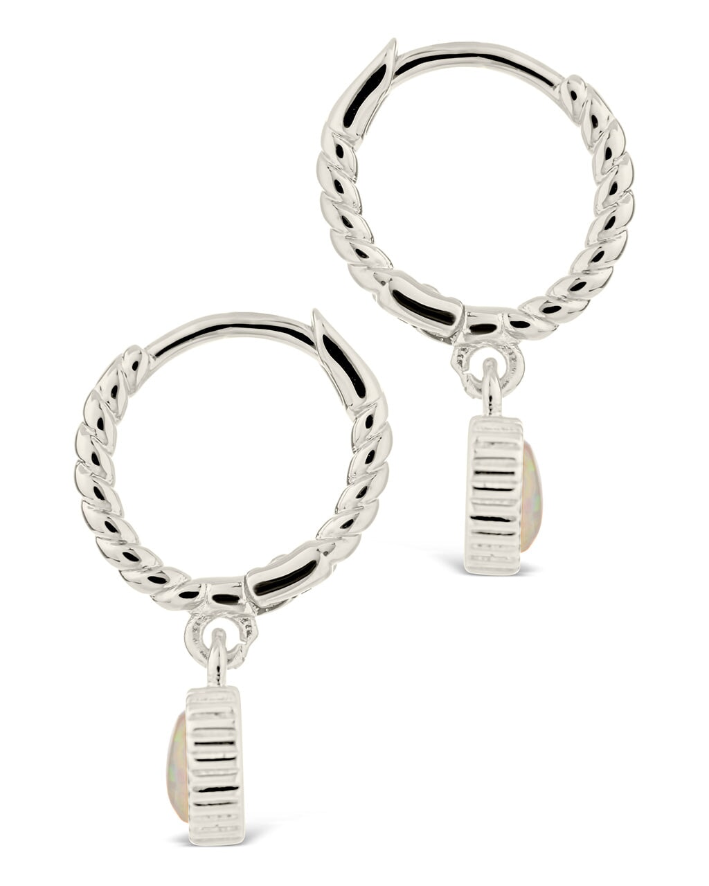 Meredith Opal Heart Drop Hoops Earring Sterling Forever