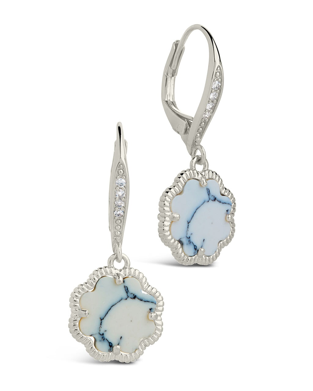 Rose Petal Short Drop Earrings Earring Sterling Forever Silver White Turquoise