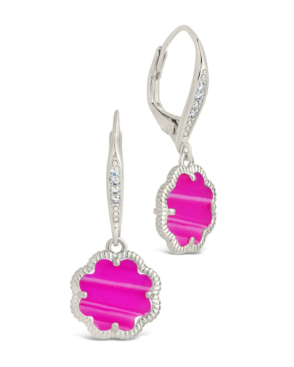 Rose Petal Short Drop Earrings Earring Sterling Forever Silver Pink Turquoise