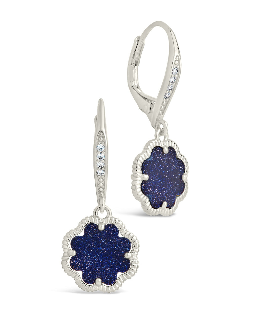 Rose Petal Short Drop Earrings Earring Sterling Forever Silver Blue Aventurine