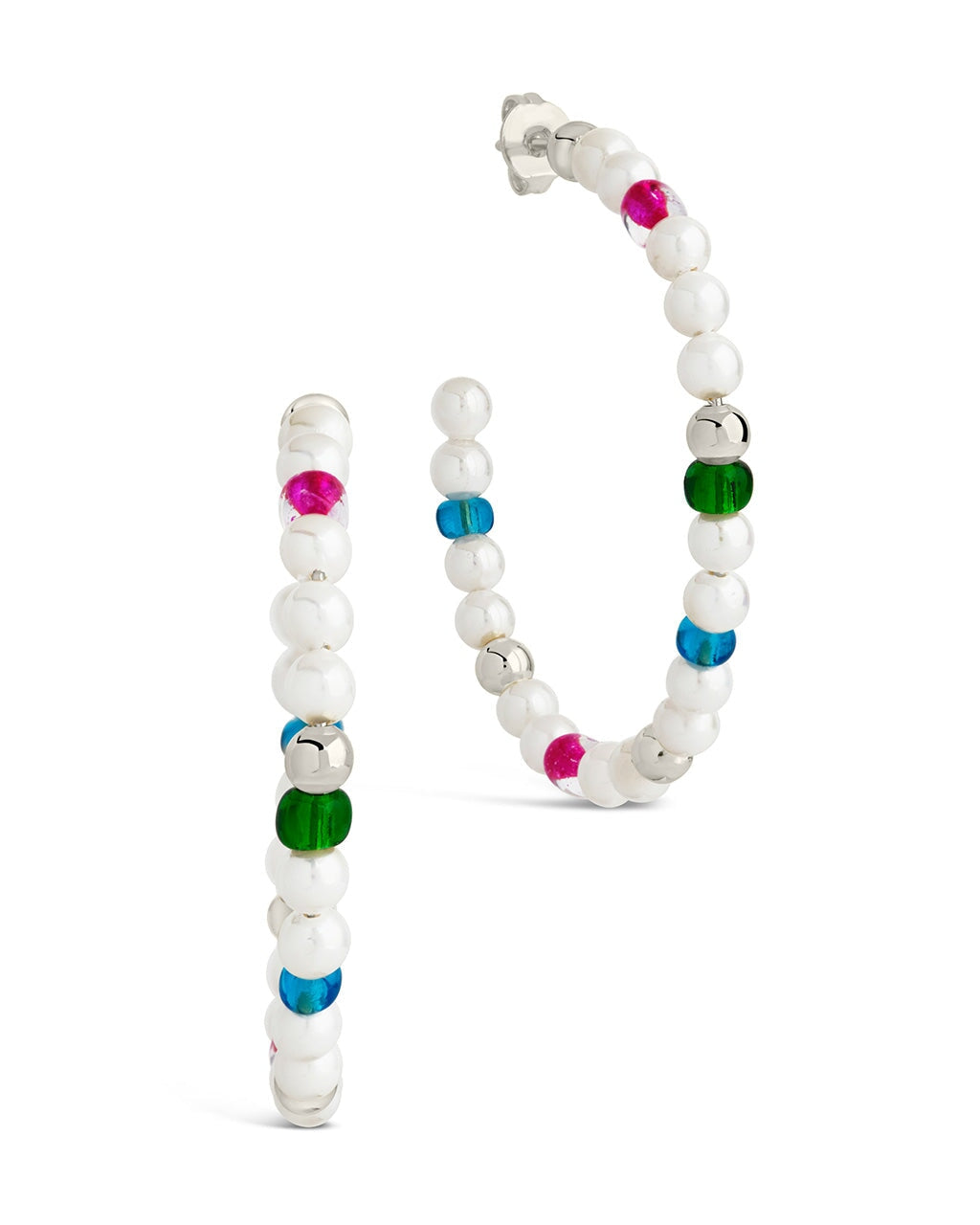 Polly Pearl & Bead Hoop Earrings Earring Sterling Forever Silver