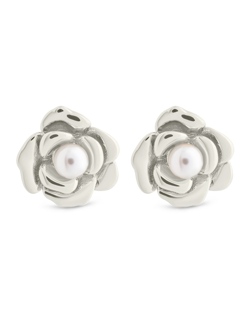 Rosa Pearl Flower Stud Earrings