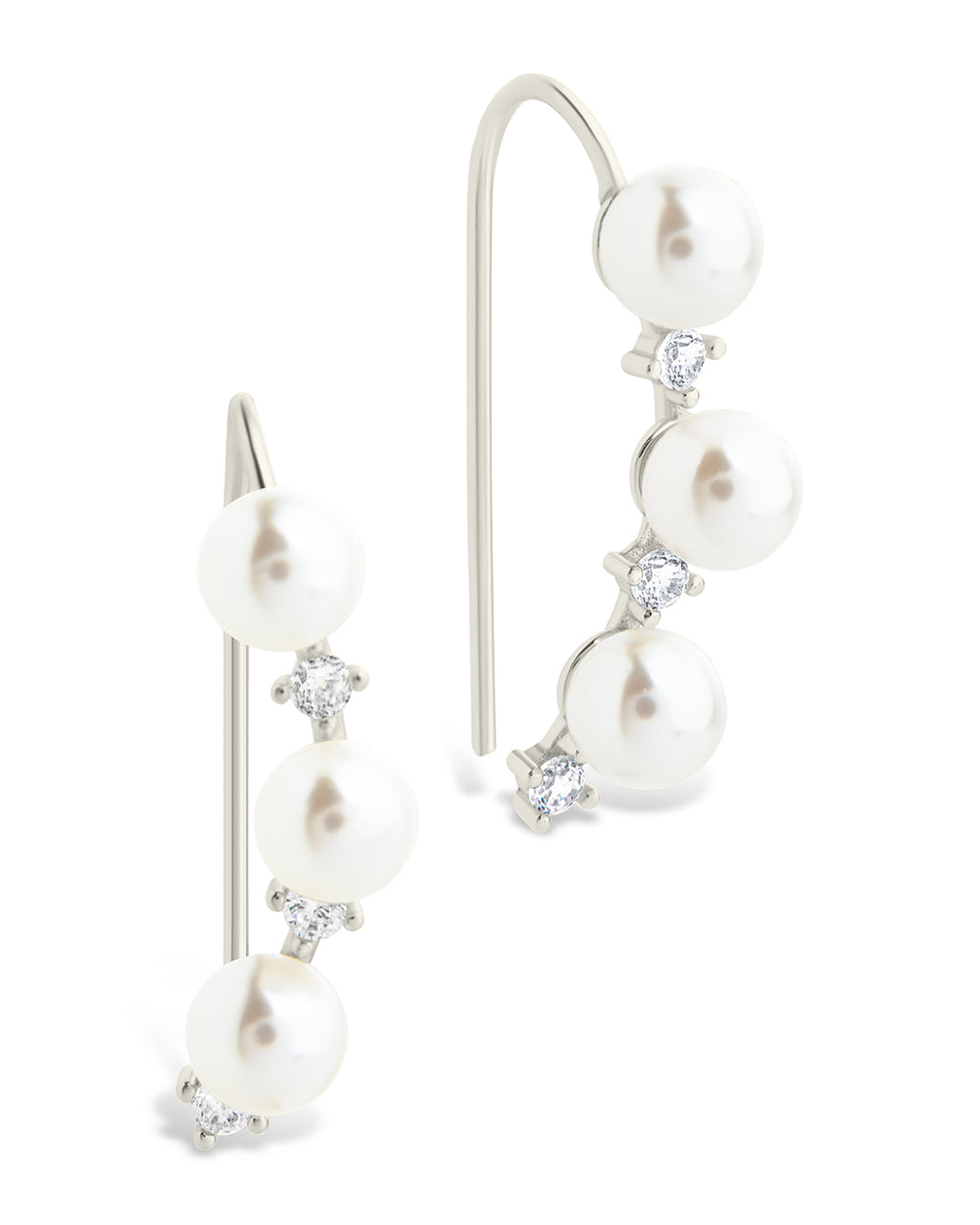 Sterling Silver Siena CZ & Pearl Threader Earrings