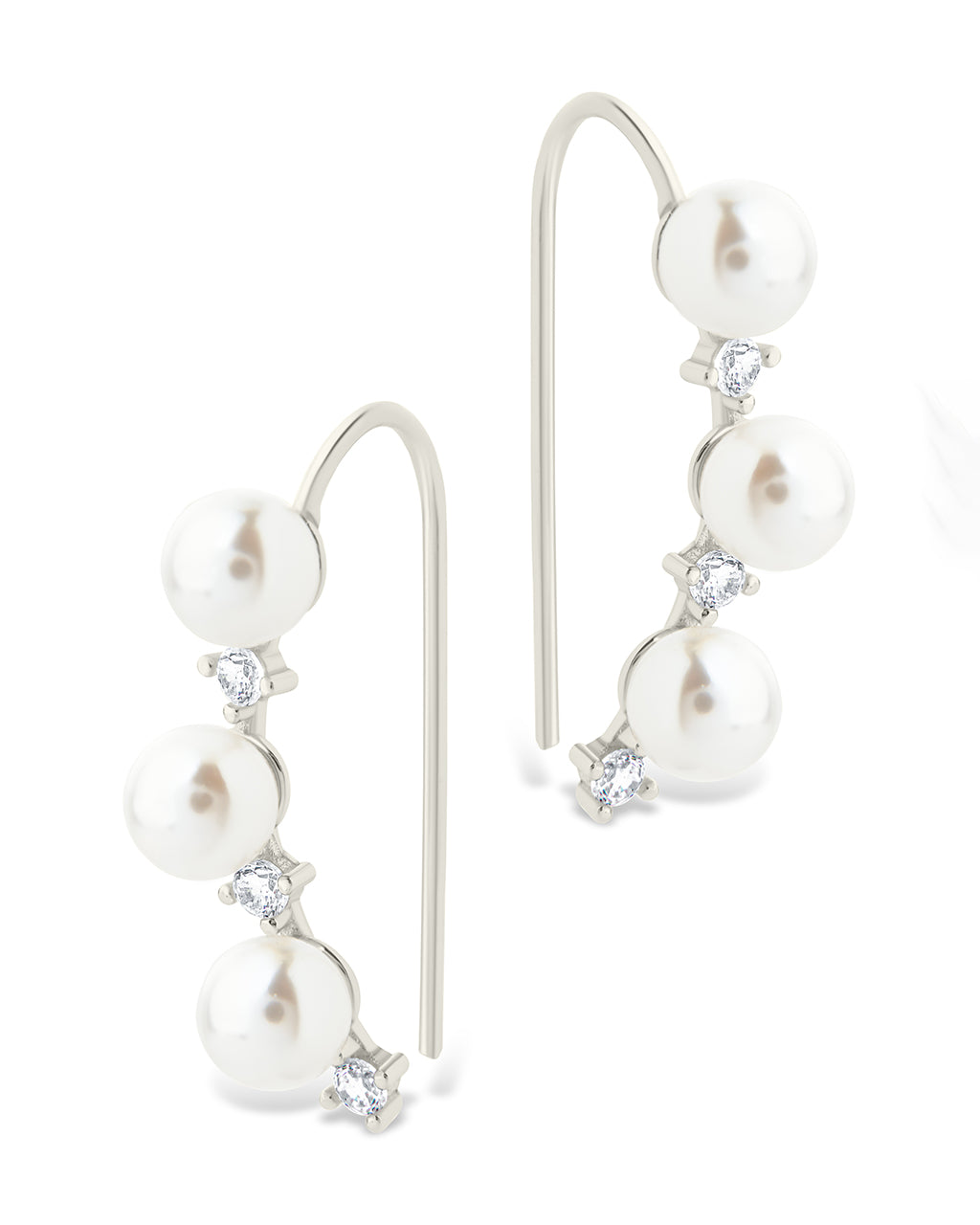 Sterling Silver Siena CZ & Pearl Threader Earrings