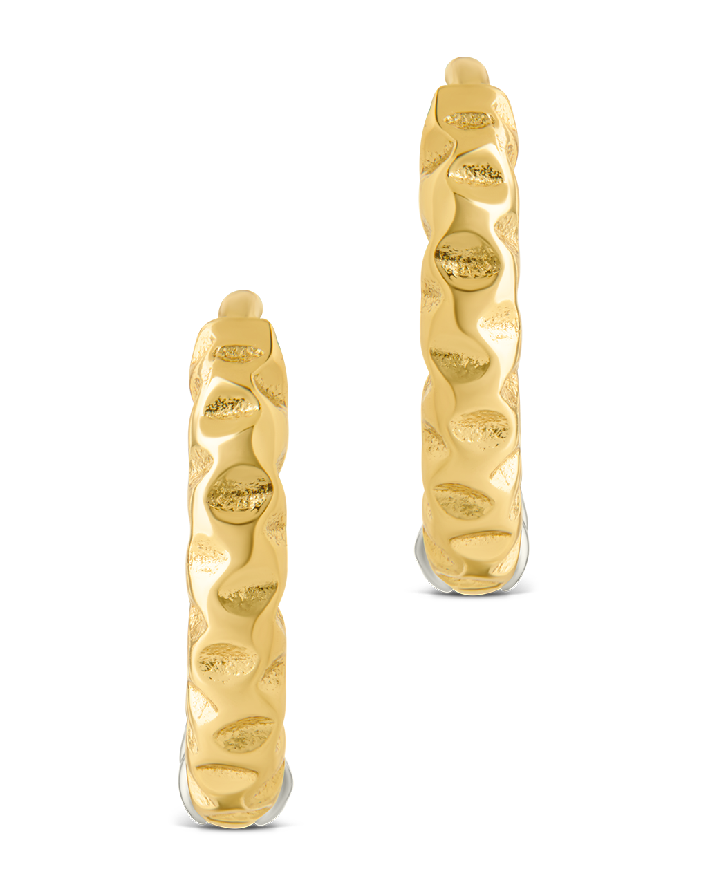 Sterling Silver Augustina Textured Dual Tone Hoops