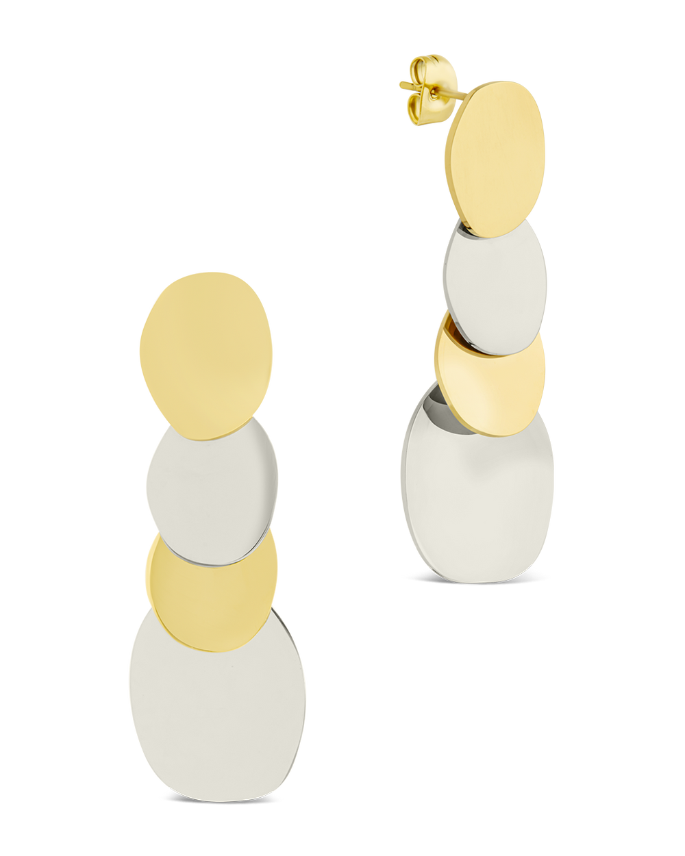 Erika Dual Tone Disc Dangle Earrings