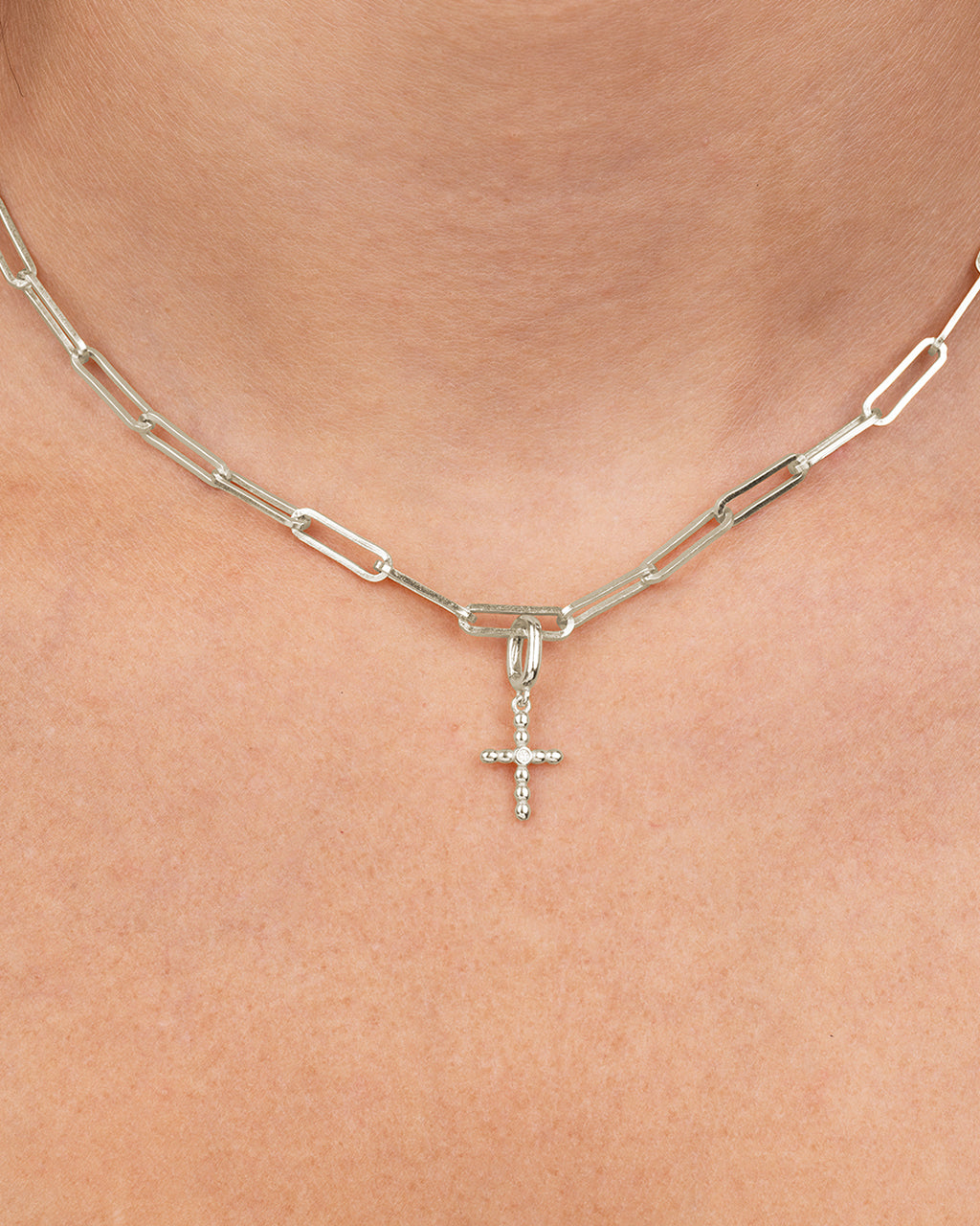 Sterling Silver CZ Cross Charm