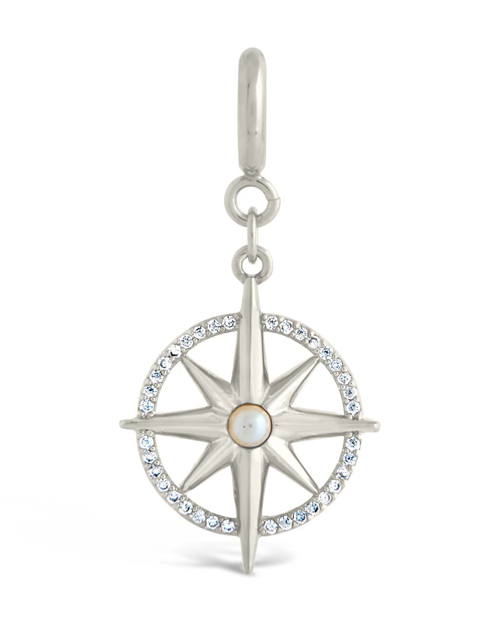 Pearl & CZ Travelers Compass Charm