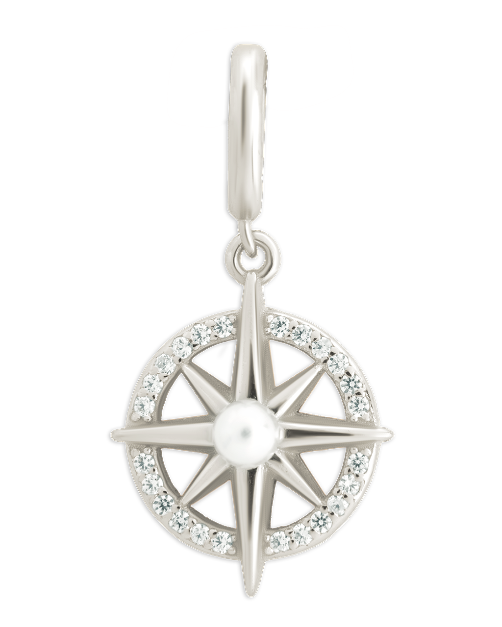 Sterling Silver CZ & Pearl Compass