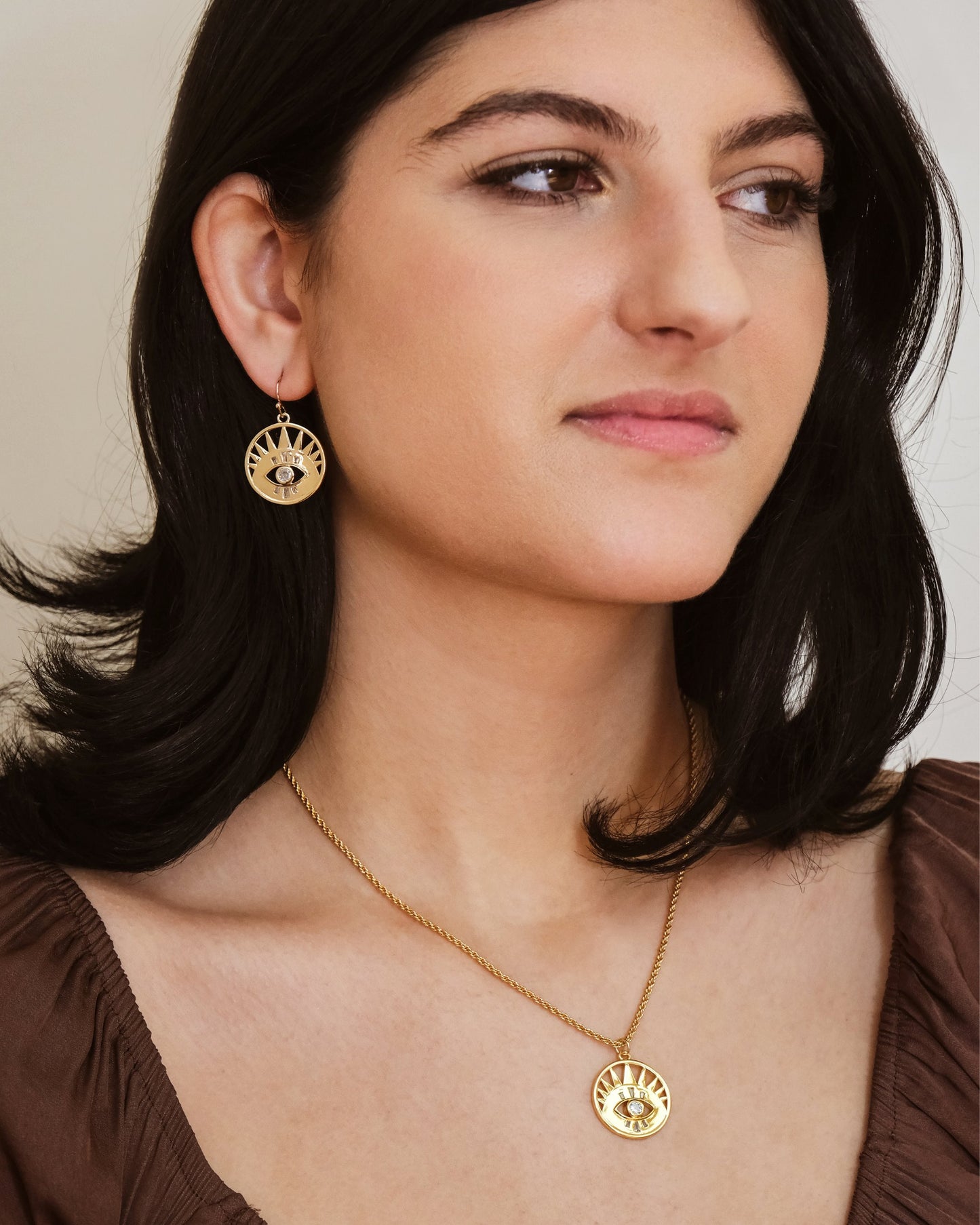 CZ Evil Eye Dangle Earring & Necklace Set Bundles Sterling Forever 