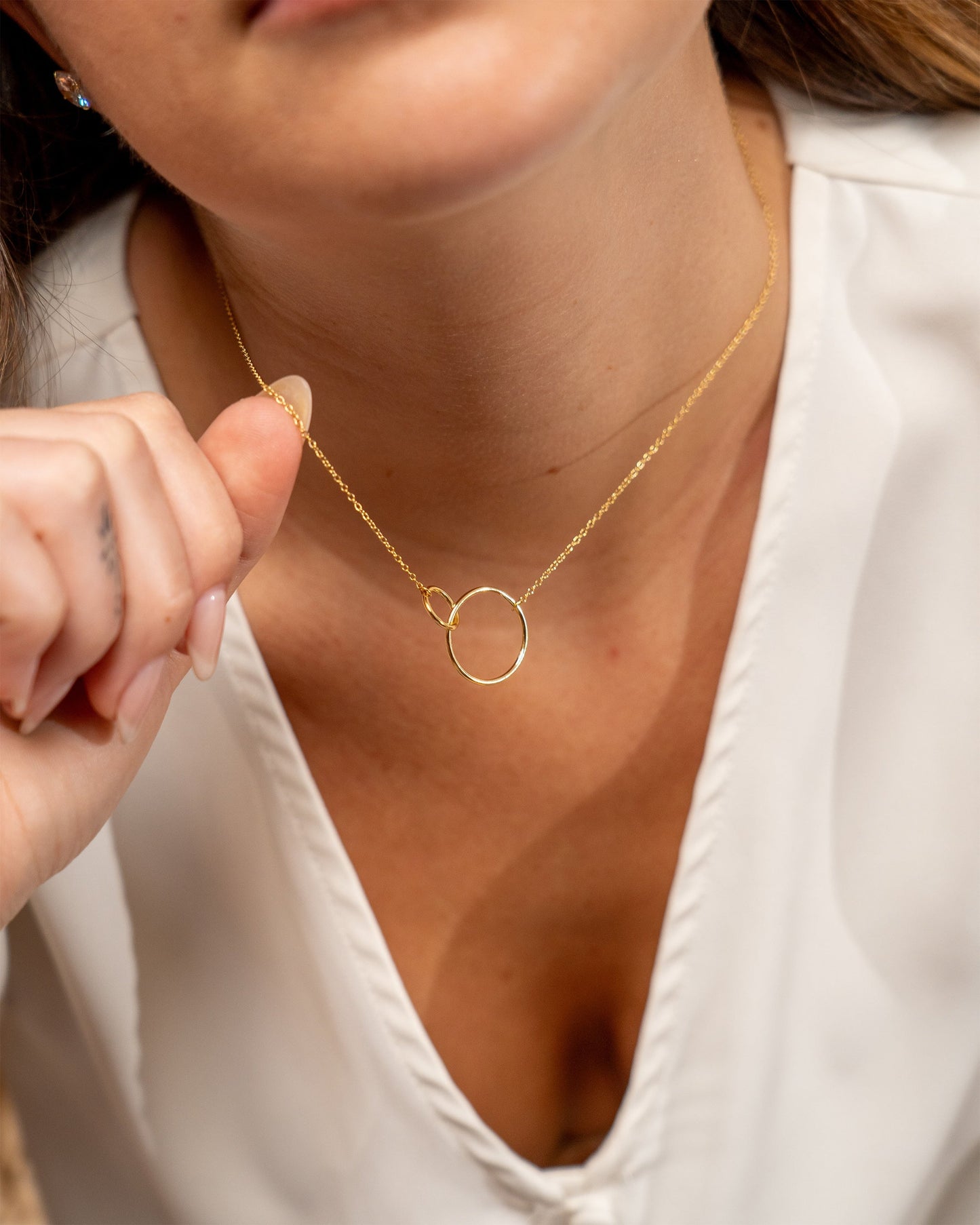 Sterling Silver Interlocking Open Circle Pendant Necklace Sterling Forever