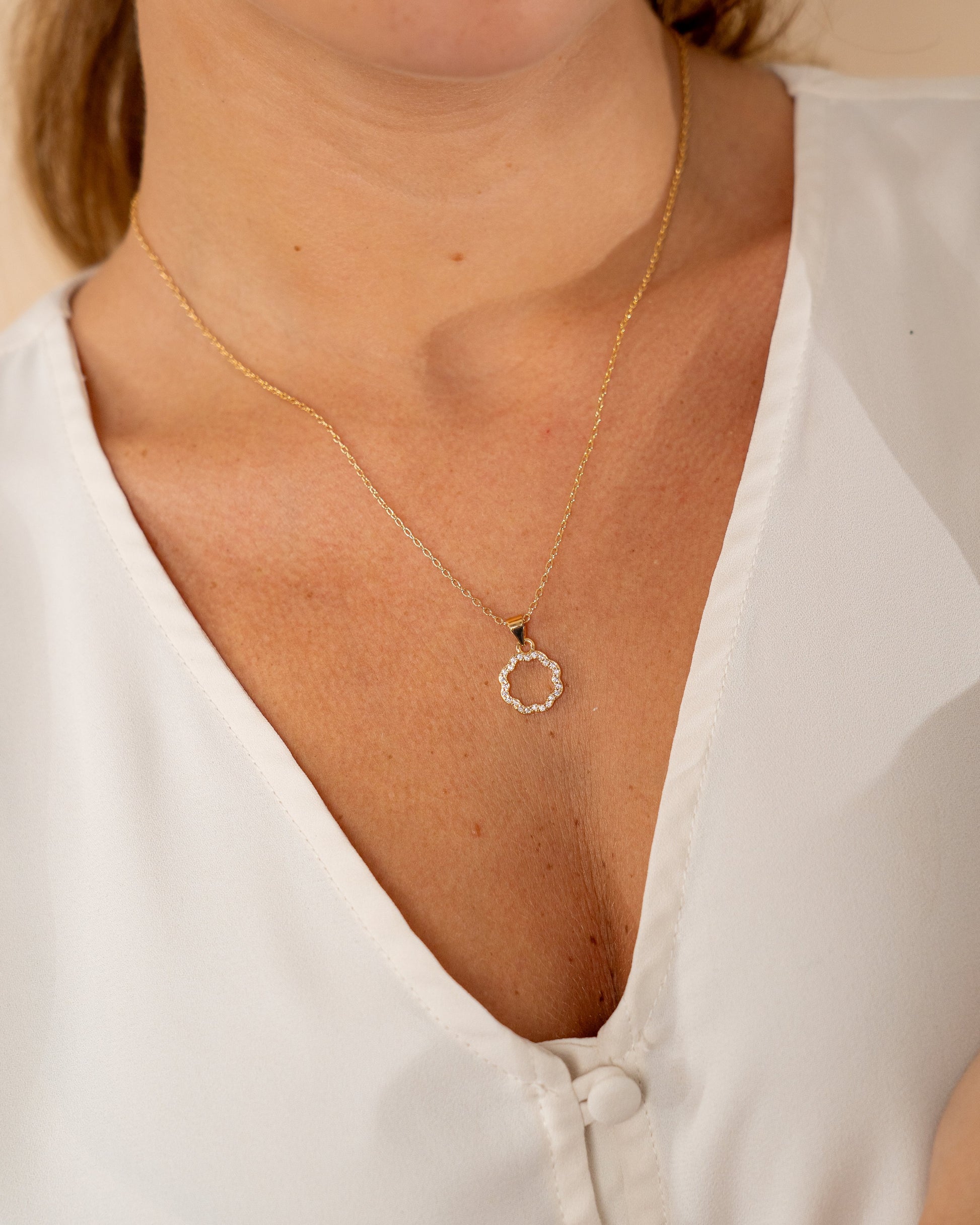Marisole CZ Rose Petal Outline Pendant Necklace Necklace Sterling Forever 