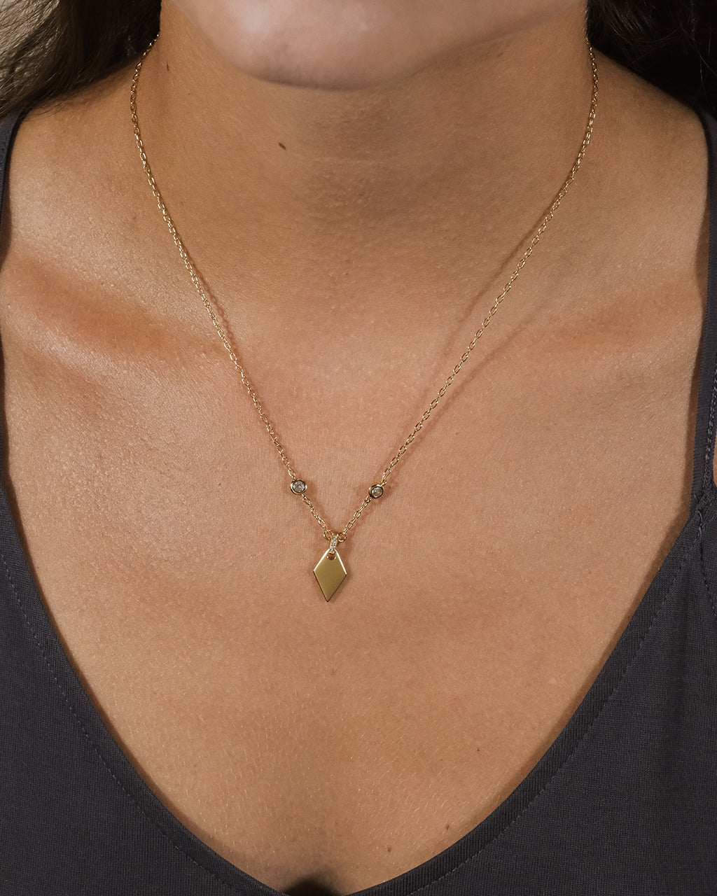 Louise Stationed CZ & Pointed Pendant Necklace