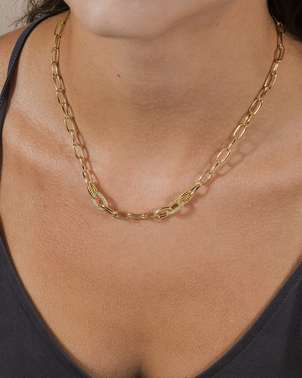 Samar CZ-Encrusted Chain Link Necklace