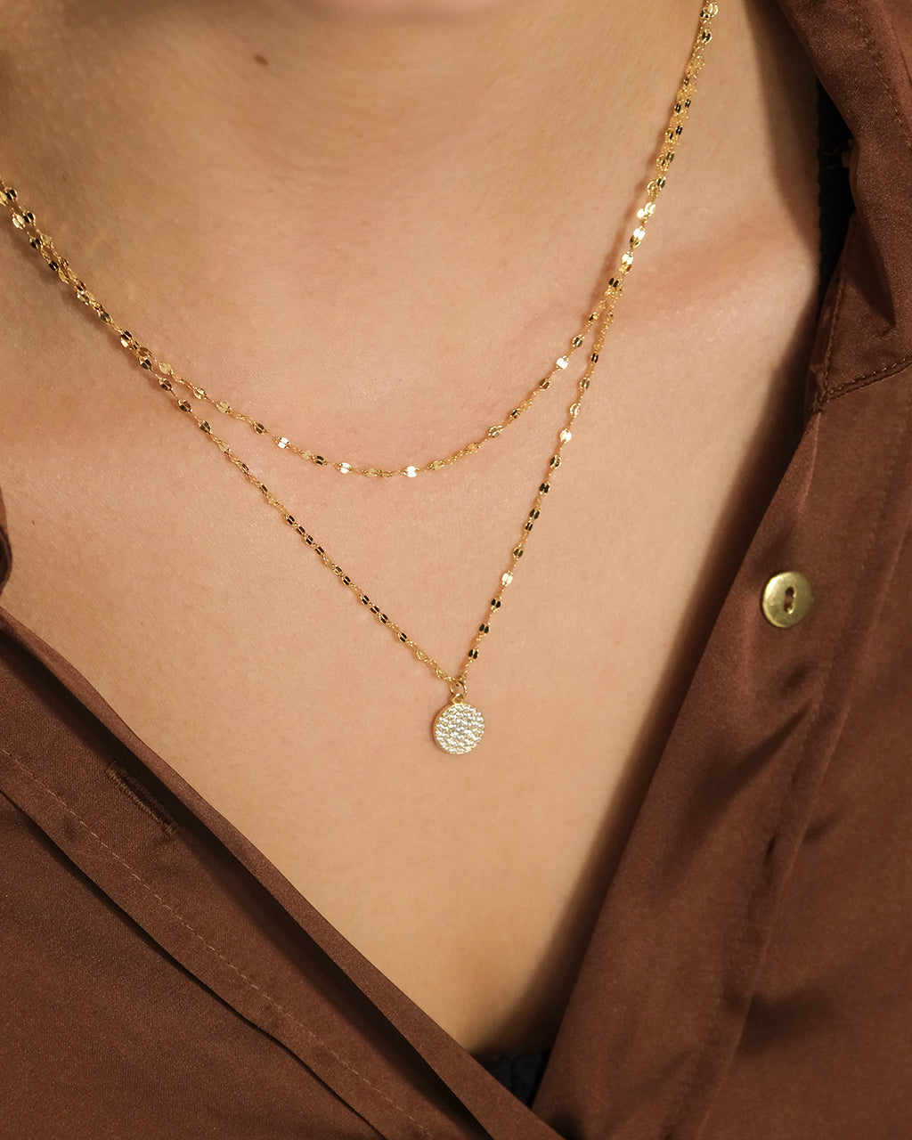 Eva CZ Pendant & Chain Layered Necklace
