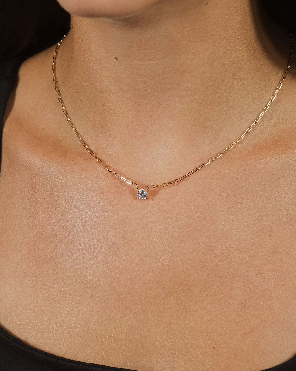 Nicole CZ Pendant Paperclip Chain Necklace