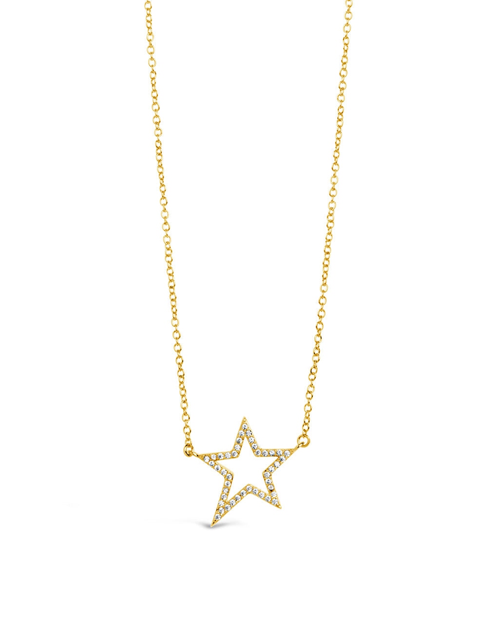 Stationed CZ Star Outline Necklace Necklace Sterling Forever Gold