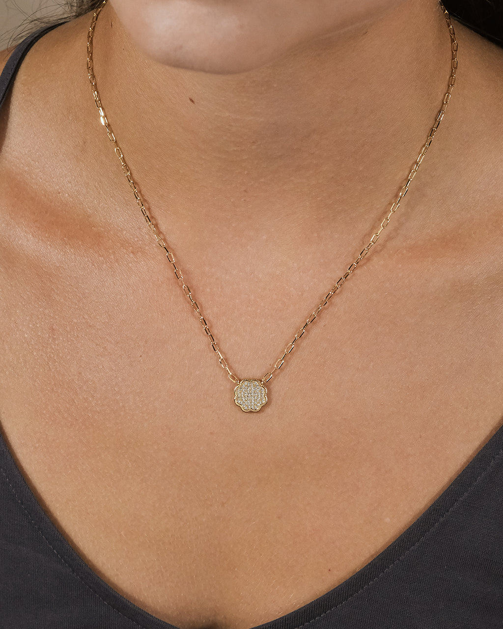 Raemy CZ Rose Petal Pendant Necklace