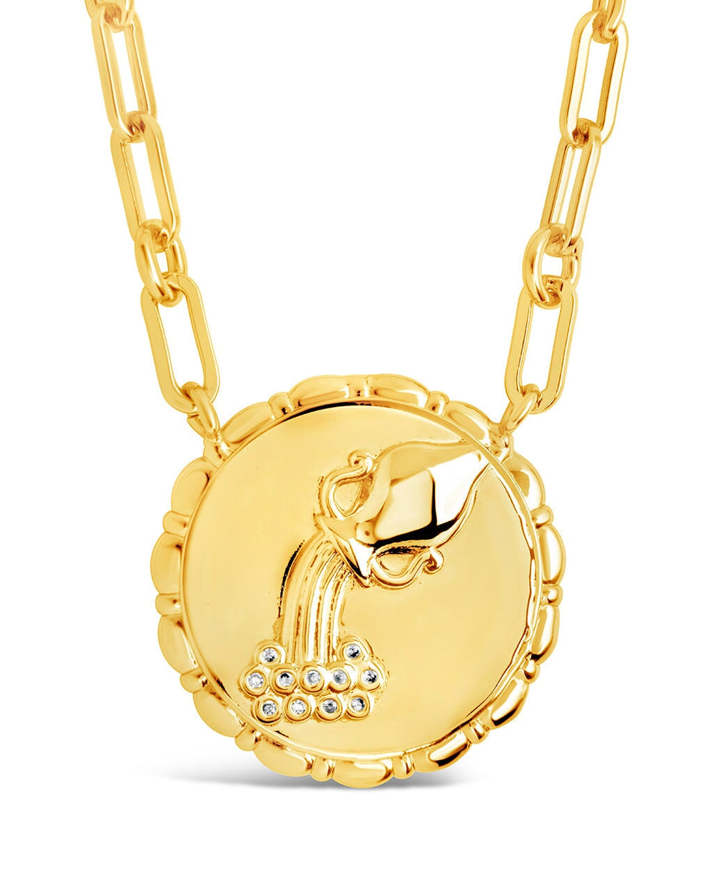 Bold Link Zodiac Necklace Necklace Sterling Forever Gold Aquarius (Jan 20 - Feb 18)